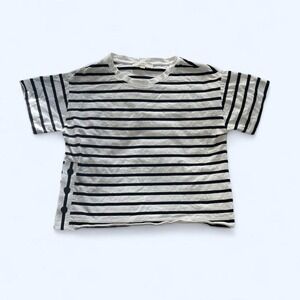white and black striped cotton crop top size XS by Loft